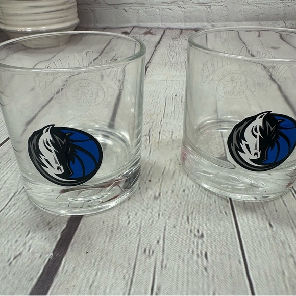 jack daniel's clear rocks old fashioned lowball glass dallas mavericks Logo 2pc - Picture 6 of 6